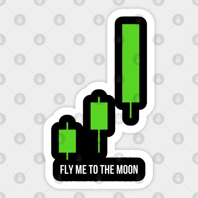 Fly Me to The Moon Sticker by Trader Shirts